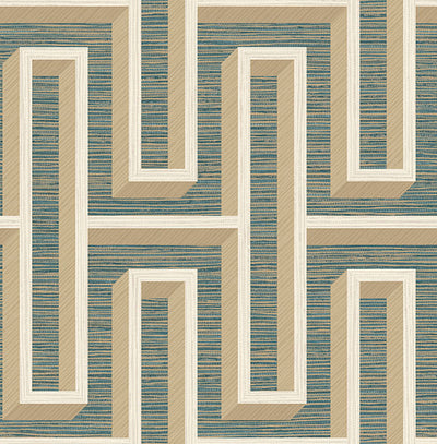 product image for Henley Teal Geometric Grasscloth Wallpaper from Fusion Advantage Collection by Brewster 96