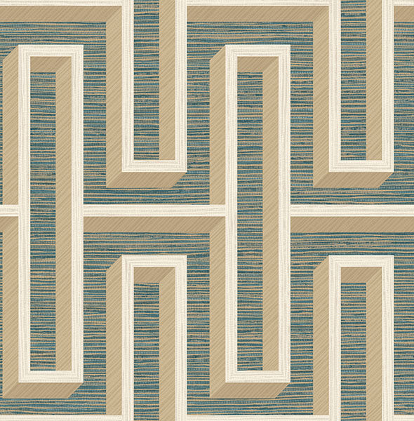 media image for Henley Teal Geometric Grasscloth Wallpaper from Fusion Advantage Collection by Brewster 259