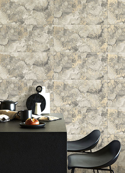 media image for Aria Light Grey Marbled Tile Wallpaper from Fusion Advantage Collection by Brewster 298