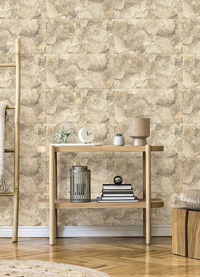product image for Aria Neutral Marbled Tile Wallpaper from Fusion Advantage Collection by Brewster 64