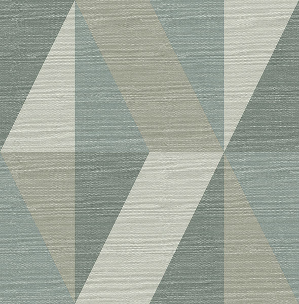 media image for Winslow Green Geometric Faux Grasscloth Wallpaper 293