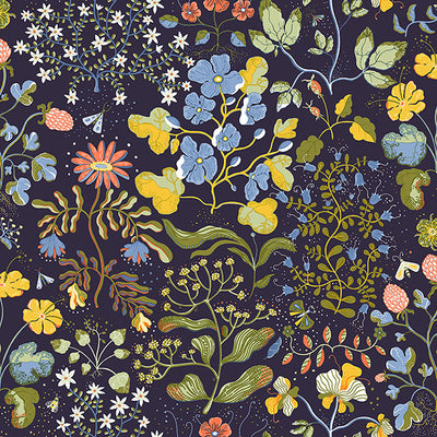 product image of Groh Dark Blue Floral Wallpaper 533