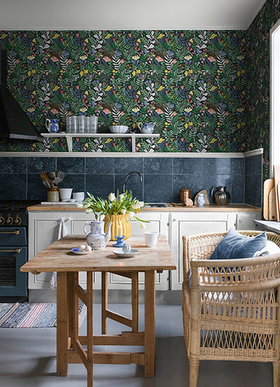 product image for Brittsommar Black Woodland Floral Wallpaper 86