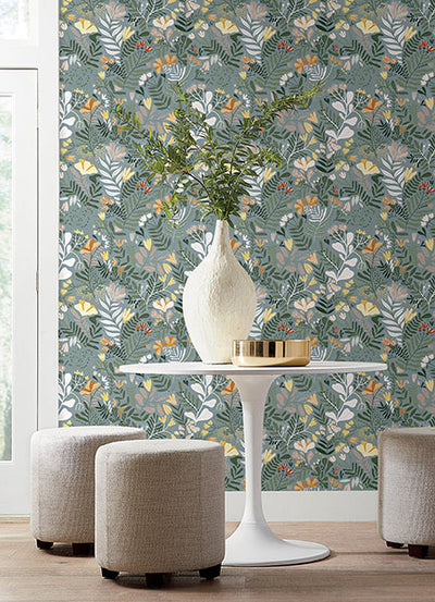 product image for Brittsommar Slate Woodland Floral Wallpaper 78