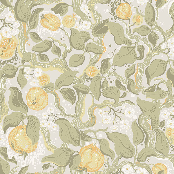 media image for Kort Sage Fruit and Floral Wallpaper 266