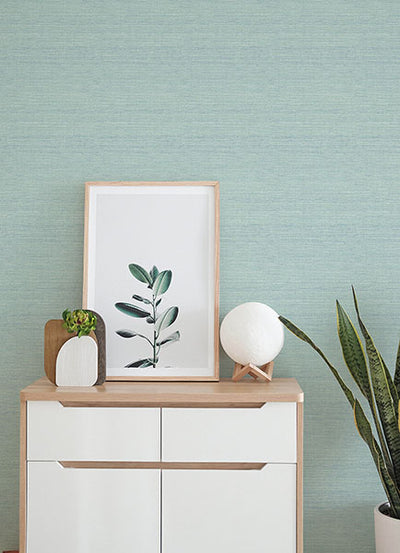 product image for Agave Aqua Faux Grasscloth Wallpaper 61