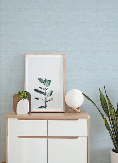 product image for Agave Blue Faux Grasscloth Wallpaper 2