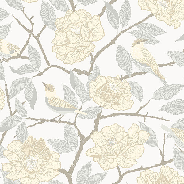 media image for Bernadina Light Yellow Rosebush Wallpaper 258