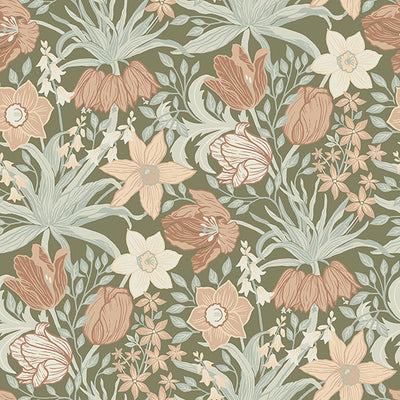 product image of Cecilia Moss Tulip and Daffodil Wallpaper 597