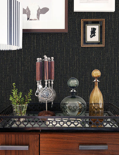 product image for Sanburn Black Metallic Linen Wallpaper 74