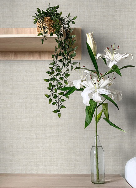 media image for Tuckernuck Neutral Faux Linen Wallpaper 277