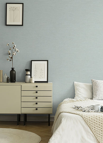 product image for Exhale Light Blue Faux Grasscloth Wallpaper 50