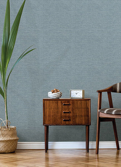 product image for Exhale Sky Blue Faux Grasscloth Wallpaper 94