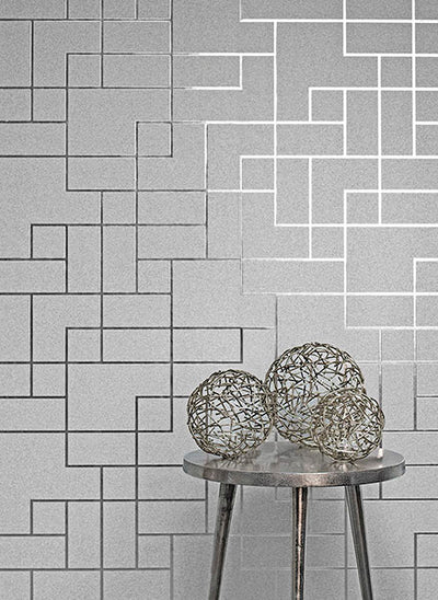 product image for Nova Silver Geometric Wallpaper 48