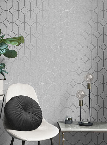 media image for Raye Silver Rosco Trellis Wallpaper 275