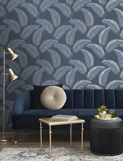 product image for Leaf Navy Tropical Wallpaper 81