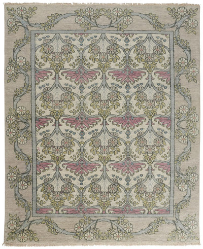 product image for Bennet Hand Knotted Gray and Pink Rug by BD Fine Flatshot Image 1 85
