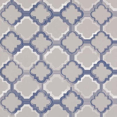 product image for Quatrefoil Wallpaper in blue and gray from the Mansard Collection by Osborne & Little 24