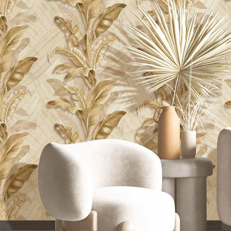media image for Palma Beige/Gold Wallpaper from Stratum Collection by Galerie Wallcoverings 271