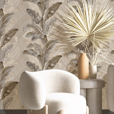 product image for Palma Neutrals/Gold Wallpaper from Stratum Collection by Galerie Wallcoverings 80