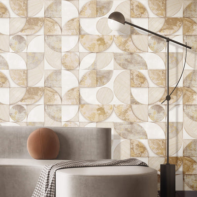 product image for Geometrico Beige/Cream Wallpaper from Stratum Collection by Galerie Wallcoverings 98