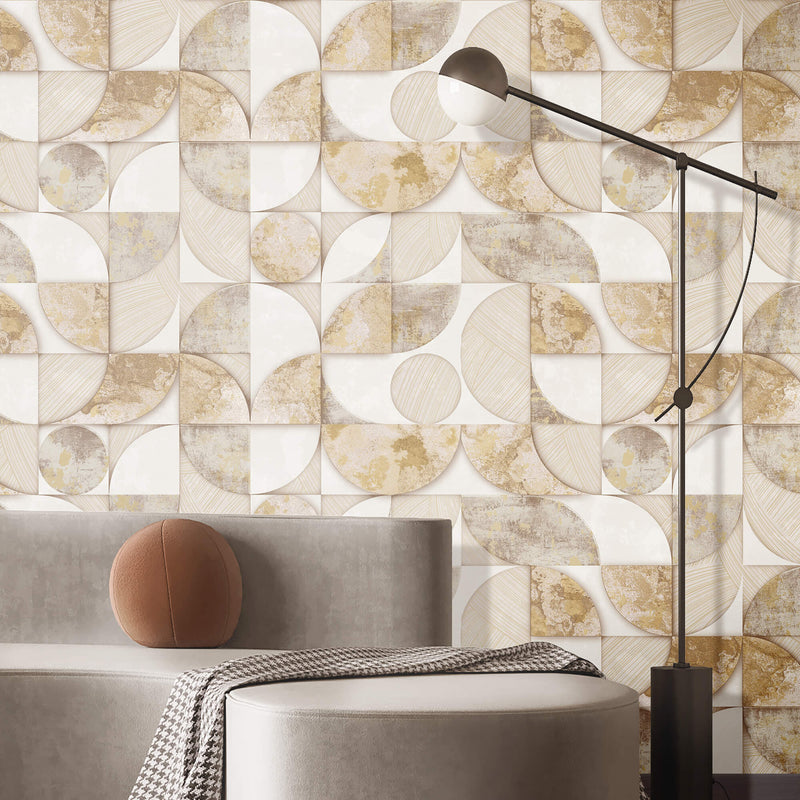 media image for Geometrico Beige/Cream Wallpaper from Stratum Collection by Galerie Wallcoverings 246