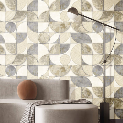 product image for Geometrico Beige/Metallic Wallpaper from Stratum Collection by Galerie Wallcoverings 7