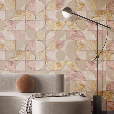 product image for Geometrico Gold/Pink Wallpaper from Stratum Collection by Galerie Wallcoverings 15