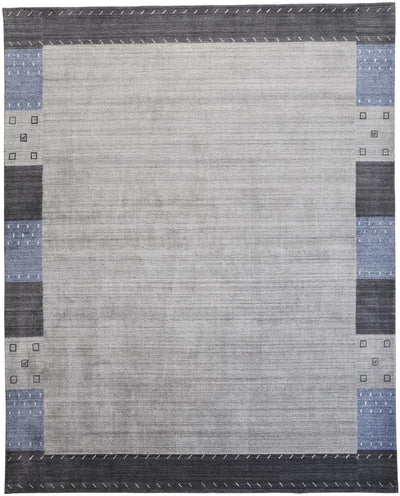 product image of Yurie Hand Knotted Blue and Gray Rug by BD Fine Flatshot Image 1 589