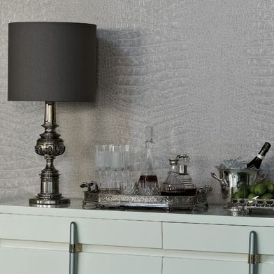 product image for Crocodilo Wallpaper in gray from the Metropolis Collection by Osborne & Little 49