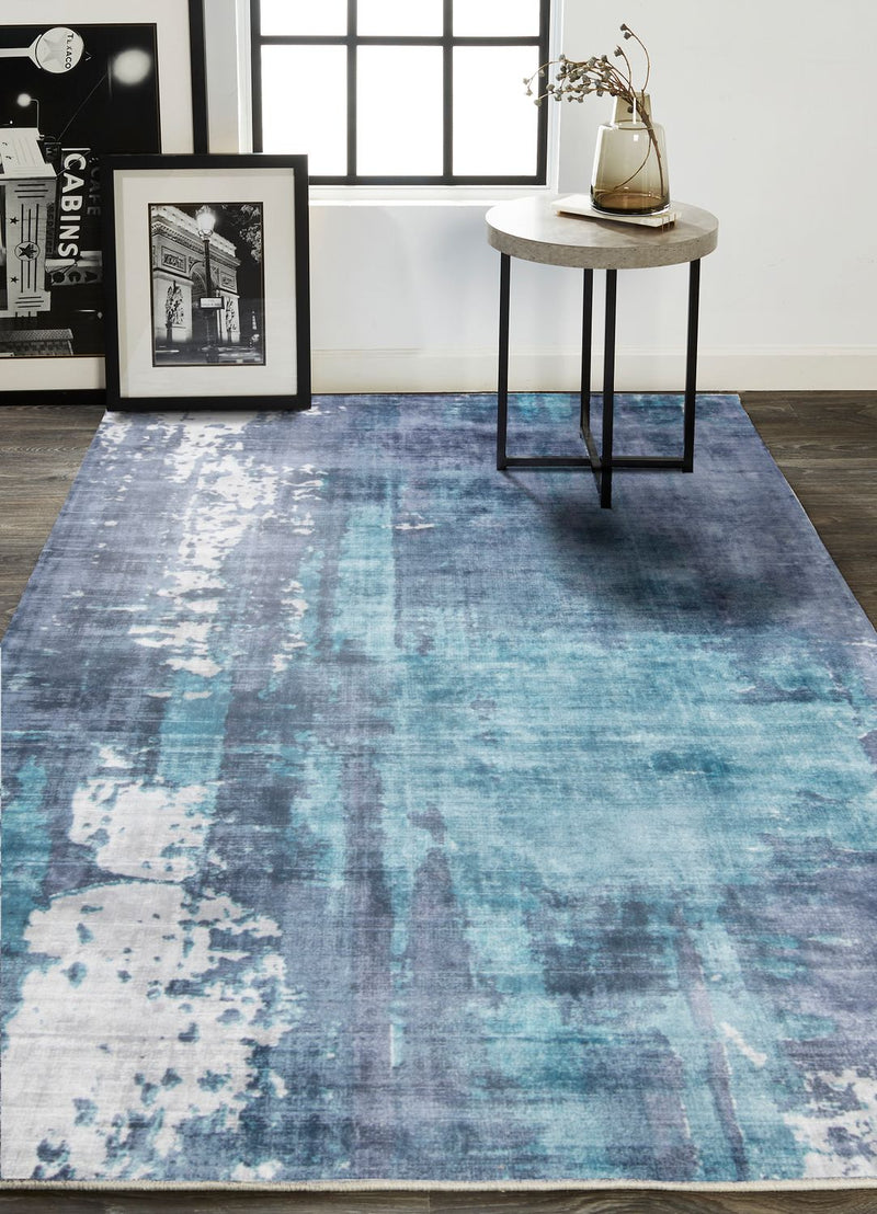 media image for Cashel Hand Woven Navy and Ocean Blue Rug by BD Fine Roomscene Image 1 231