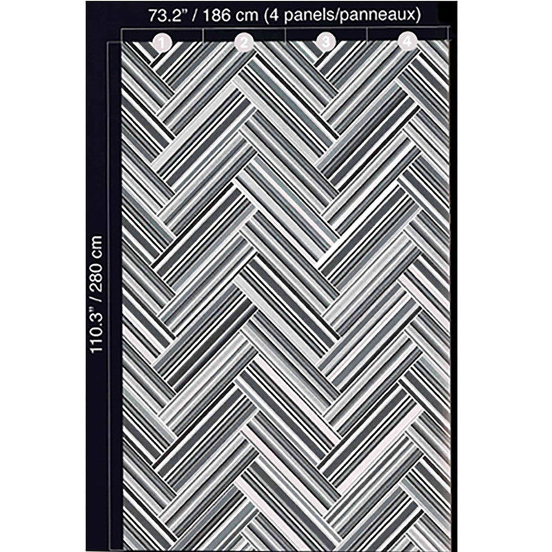 media image for Geo Chevron Wall Mural in Black/Blue/Red 277