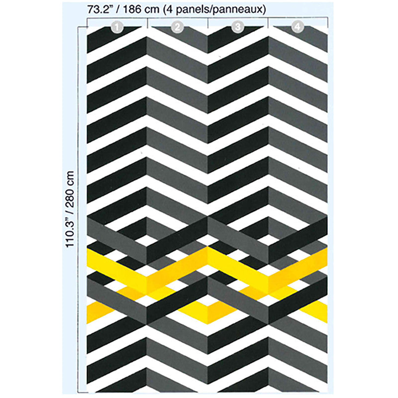 media image for Geo Chevron Wall Mural in Black/Grey 239