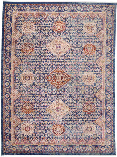 product image of Tessina Blue and Rust Rug by BD Fine Flatshot Image 1 579