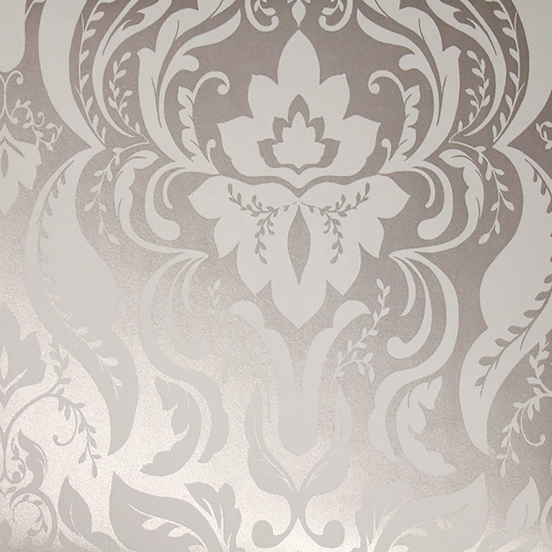 media image for Floral Damask Metallic Wallpaper in Grey 284