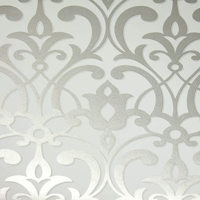 product image of Floral Damask Metallic Wallpaper in Cream/Beige/Grey 582