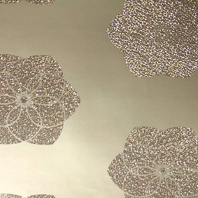 product image of Flower Metallic Wallpaper in Taupe/Yellow 580