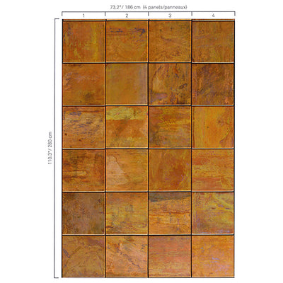 product image of Clay Tile Motif Wall Mural in Terracotta/Gold 529