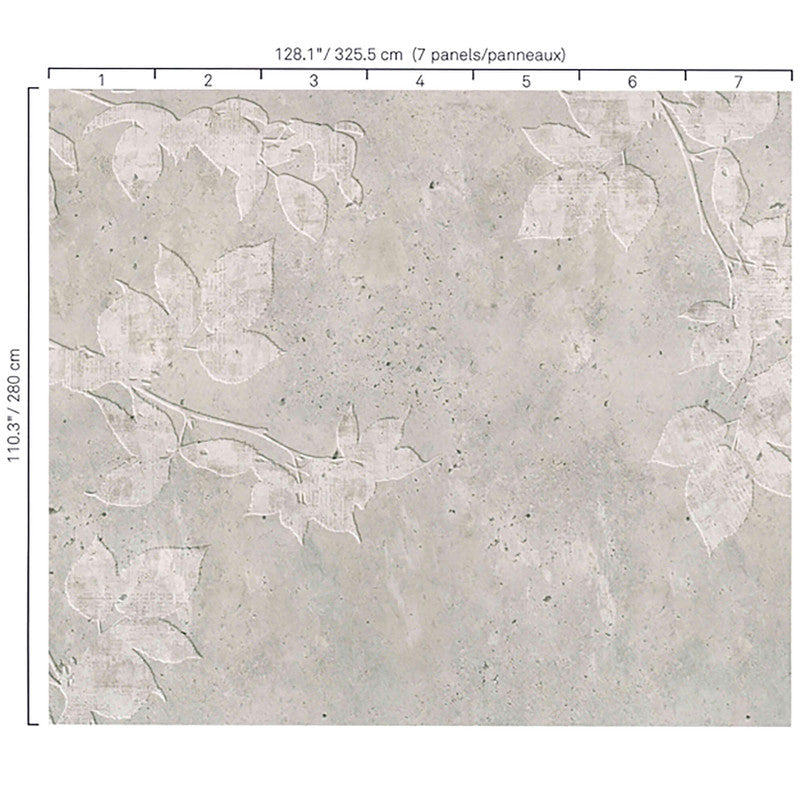 media image for Concrete Leaf Wall Mural in Grey 266