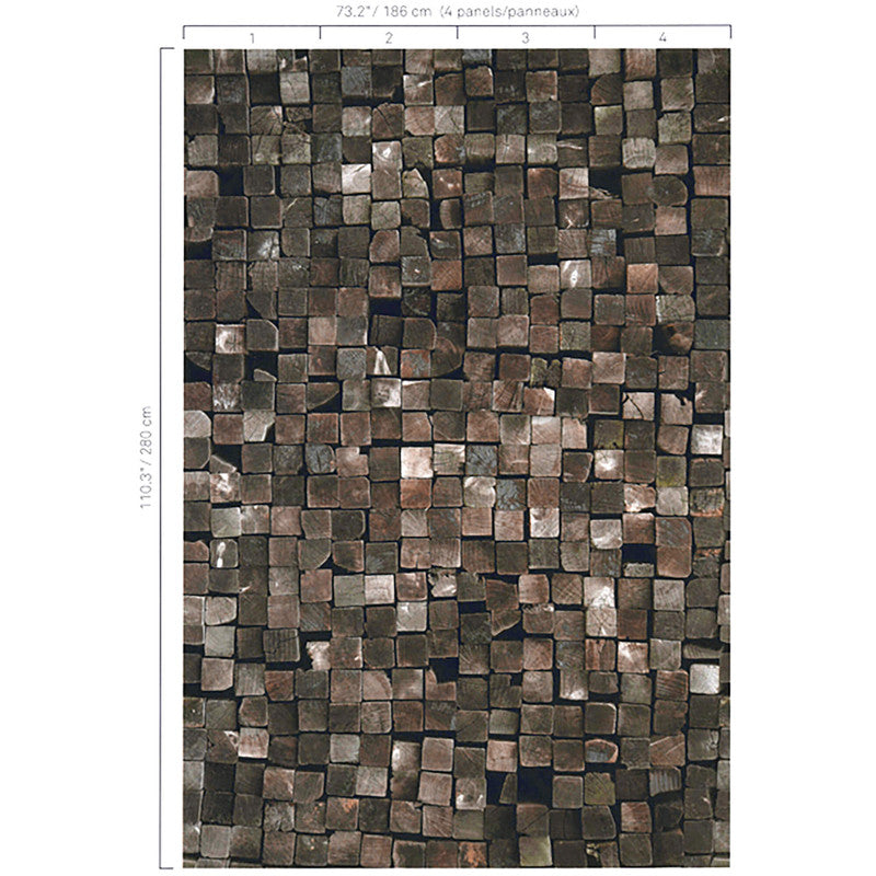 media image for Lumber Stacks Wall Mural in Brown 233