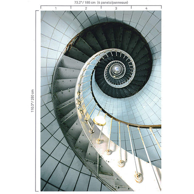 product image of Staircase Illusion Wall Mural in Teal/Grey 539