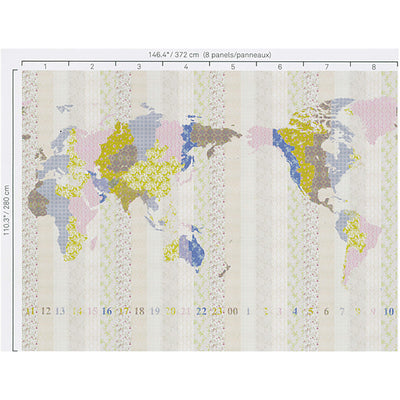 product image of World Atlas Abstract Wall Mural in Pink Multi 549