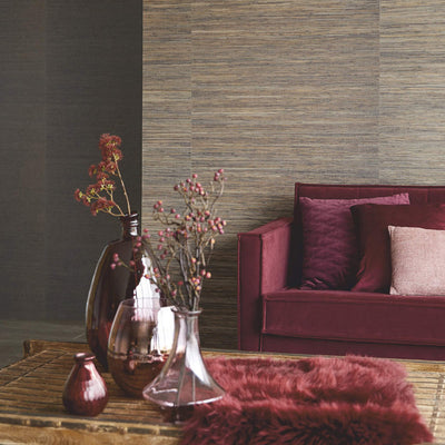 product image for Grasscloth Open Weave Texture Wallpaper in Eggplant/Copper 83