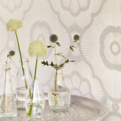 product image for Beaded Floral Large-Scale Wallpaper in Cream/Grey 39