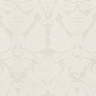 product image for Damask Flocked Wallpaper in Ivory 18