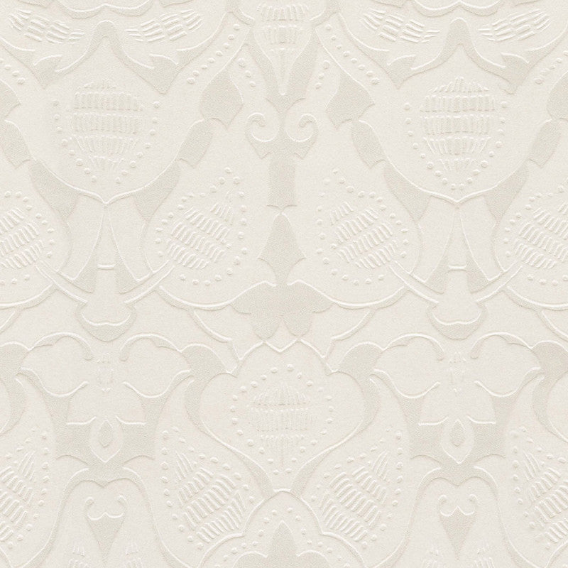 media image for Damask Flocked Wallpaper in Ivory 238