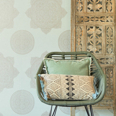 product image for Medallion Oversized Wallpaper in Seafoam Blue/Taupe 53