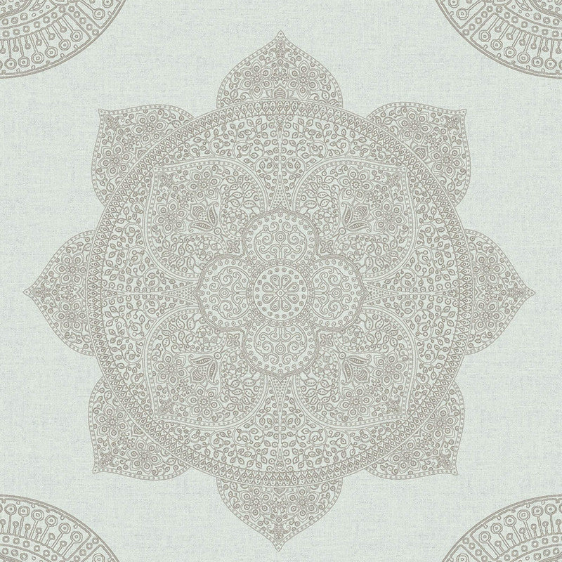 media image for Medallion Oversized Wallpaper in Seafoam Blue/Taupe 249