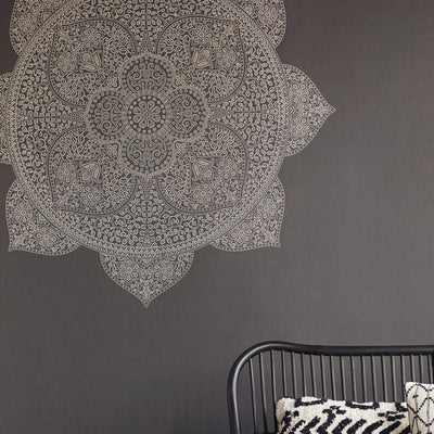 product image for Medallion Oversized Wallpaper in Black/Grey 79