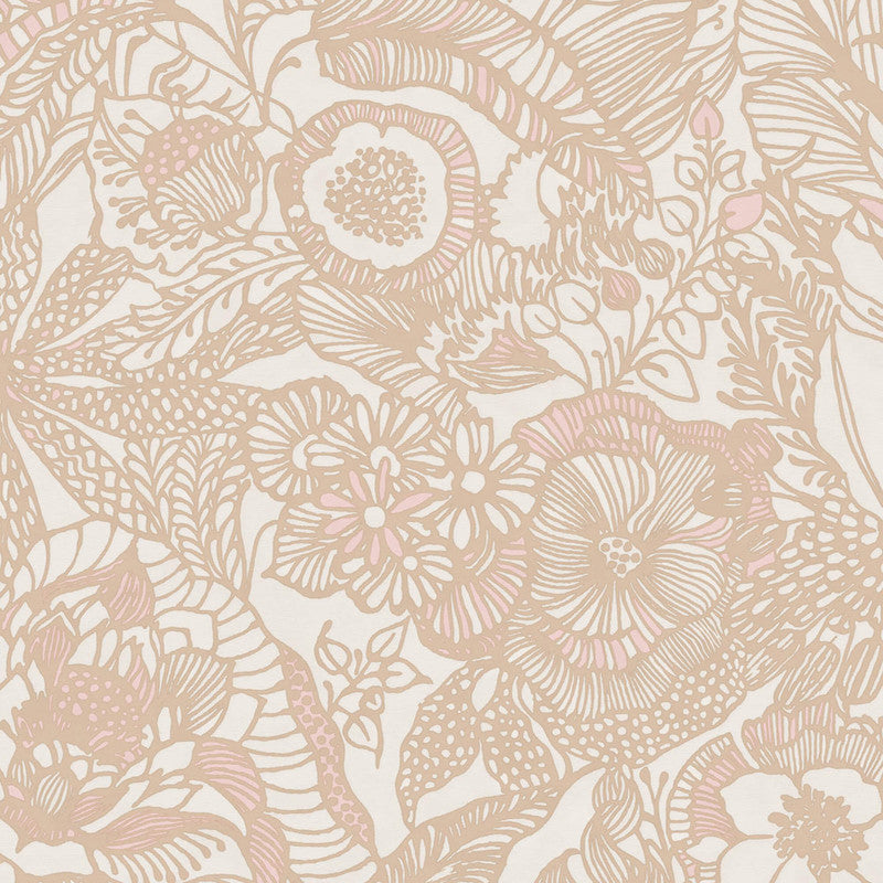 media image for Floral Opulent Wallpaper in Coral/Cream 263